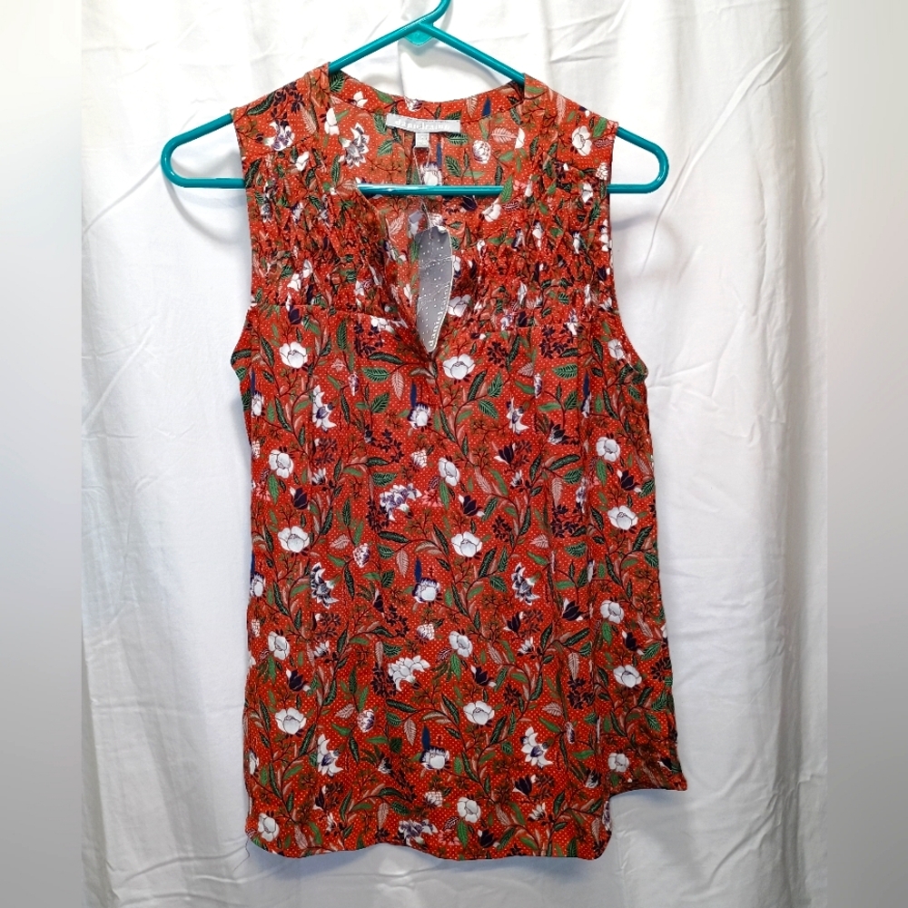 Sm Danielrainn sleeveless sheer button up collared blouse